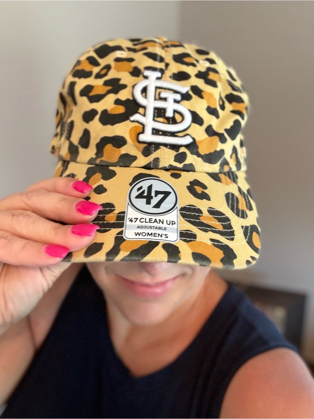 NWT St. Louis Cardinals 47 Brand Clean Up Hat in gold leopard print